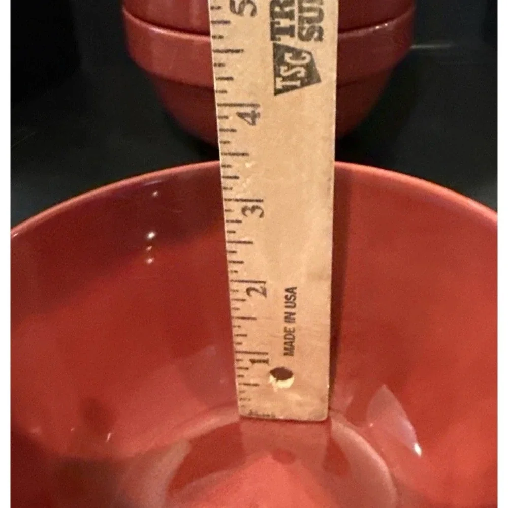 Mainstays Red Stoneware Stackables Cereal Salad Soup Bowls Bowl Set Of 4